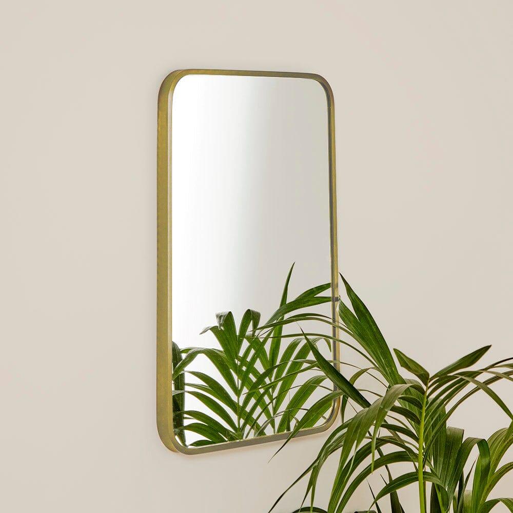 Rectangular Wall Hanging Mirror - Gold - Laura James