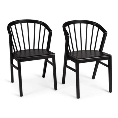Wooden Spindle Dining Chair - Set of 2 - Black - Laura James