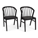 Wooden Spindle Dining Chair - Set of 2 - Black - Laura James