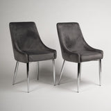 Maeve dining chairs - set of 2 - grey and chrome - Laura James
