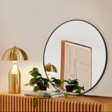 Marbury 50cm Metal Round Mirror - Black - Laura James