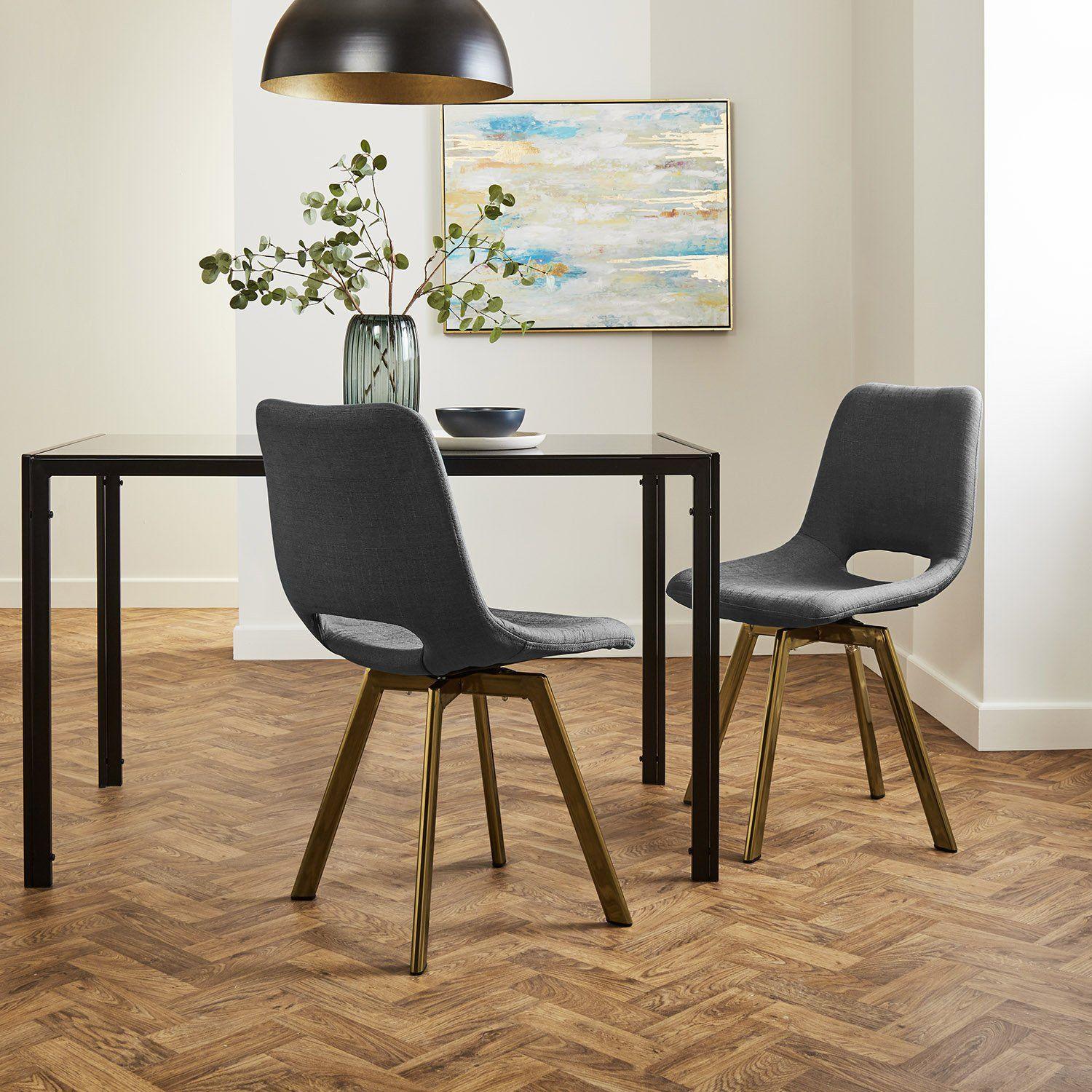 Margot Dining Chairs Set 2 Brass Legs