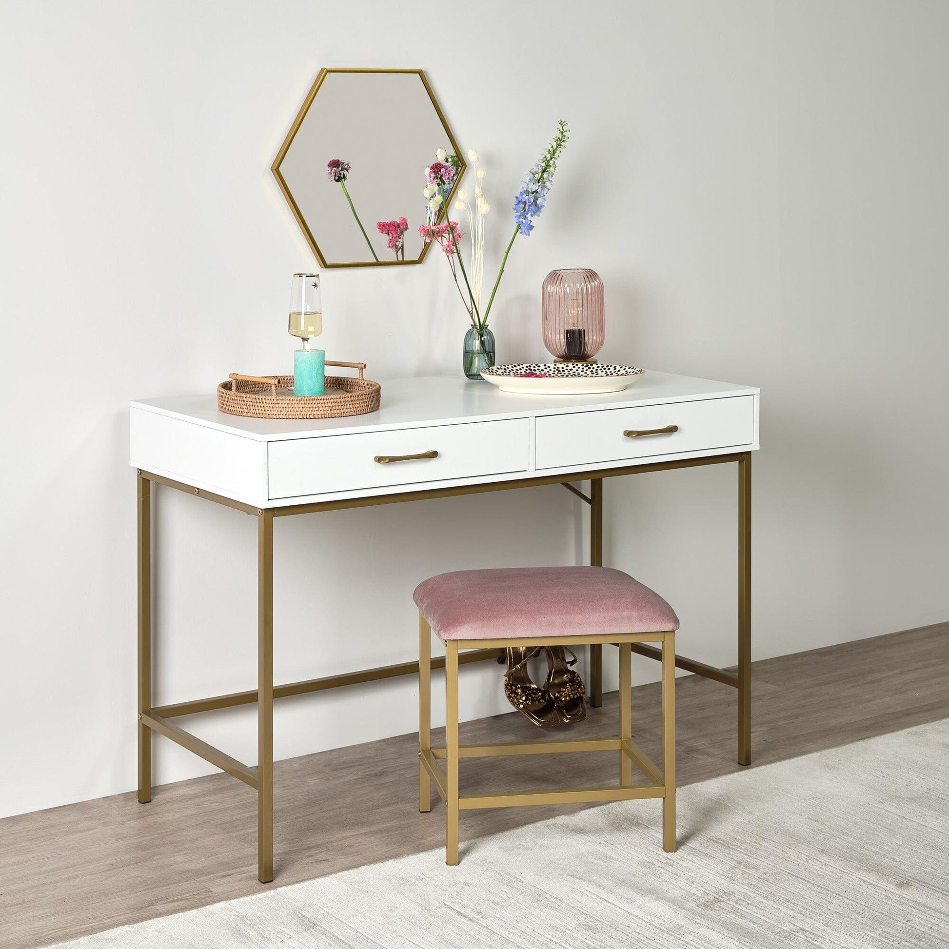 Marie White Dressing Table with Drawers Laura James Marie White Dressing Table with Drawers Laura James