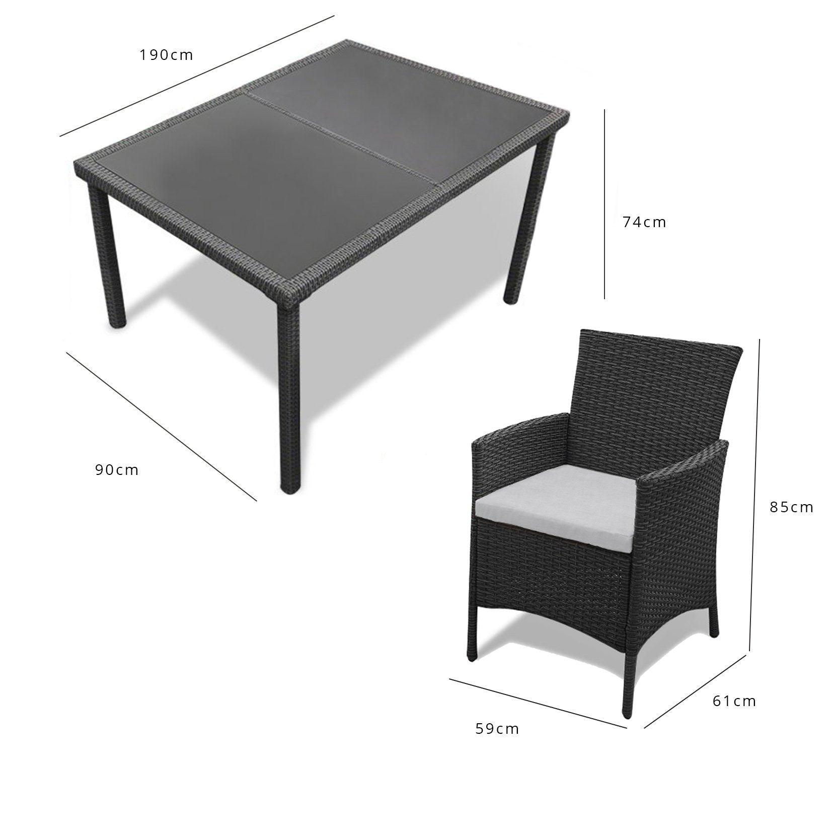 Marston 8 Seater Rattan Dining  Set - Rattan Garden Furniture - Black
