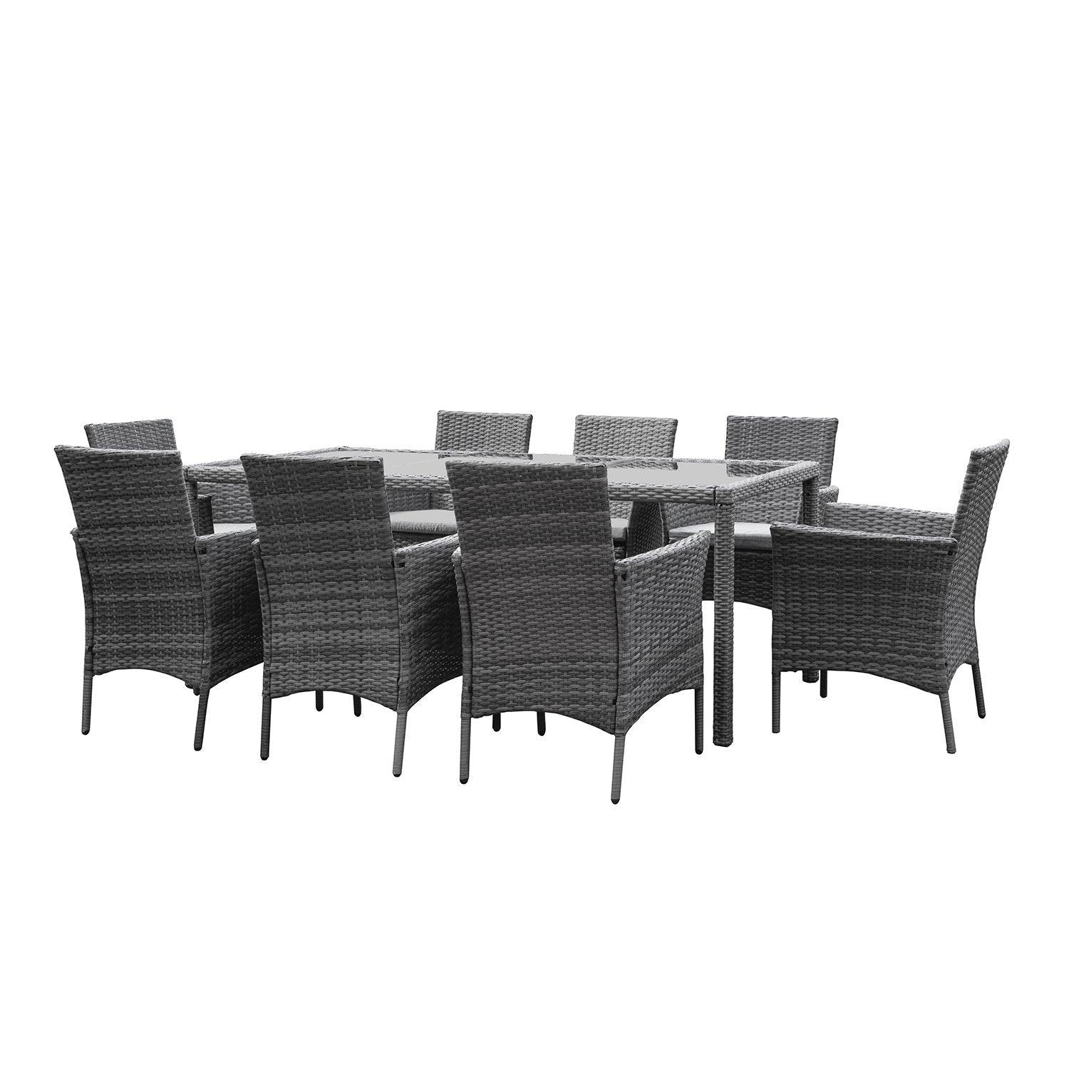 Cream Rattan Dining Set Marston Grey 8 Seater Rattan Dining Set with Cream LED Premium Parasol ...