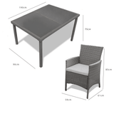 Marston 8 Seater Rattan Dining Set with Grey LED Premium Parasol - Rattan Garden Furniture - Grey