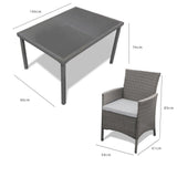 Marston 8 Seater Rattan Outdoor Dining Set with Grey Parasol - Rattan Garden Furniture - Grey - Glass Top - Laura James