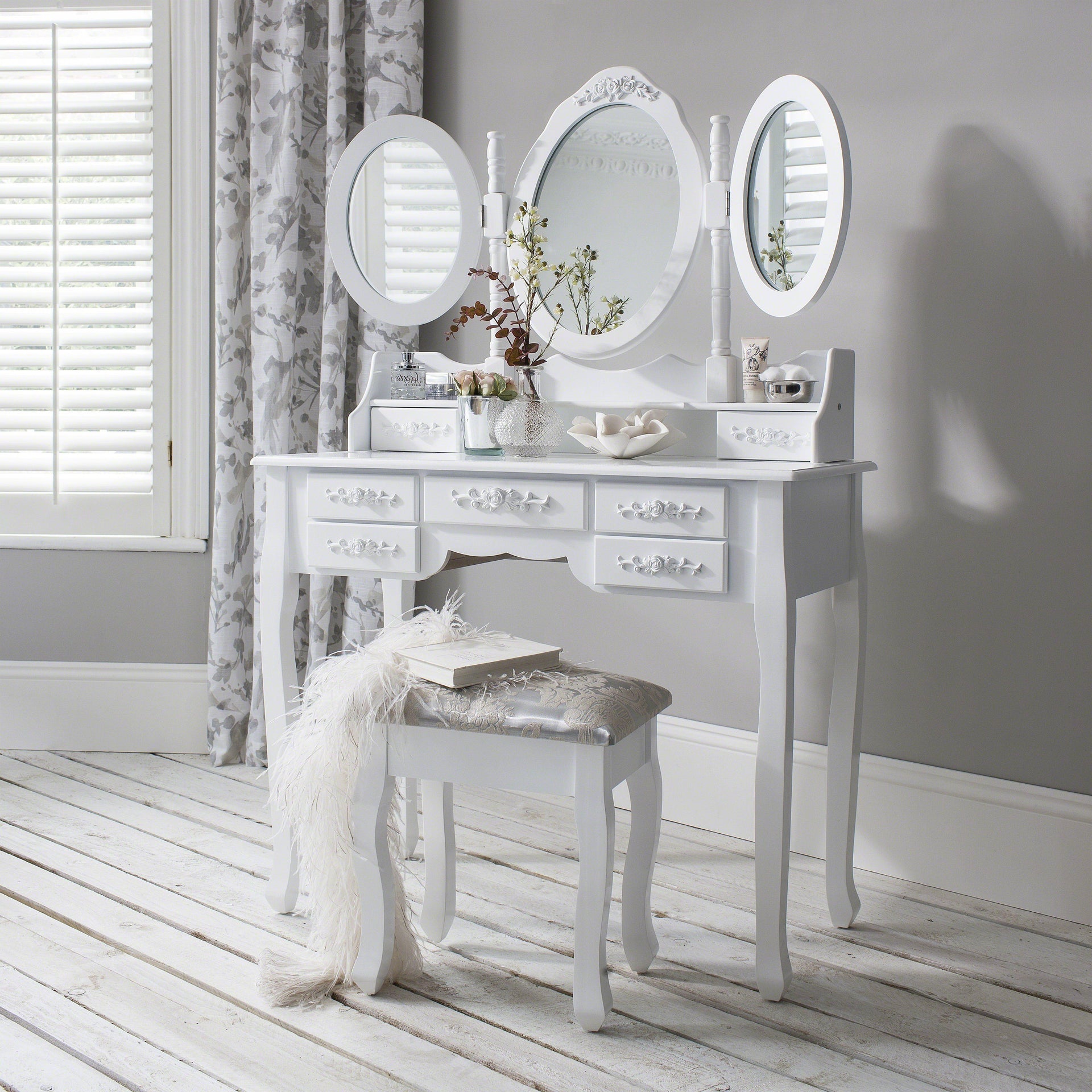 Monaco Dressing Table Mirror & Stool