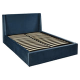 Blue velvet modern storage ottoman double bed frame - Laura James