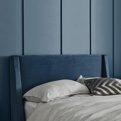 Blue velvet modern king size ottoman bed frame - Laura James