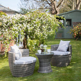 2 Seater Rattan Egg Chair Bistro Set - Grey - Laura James