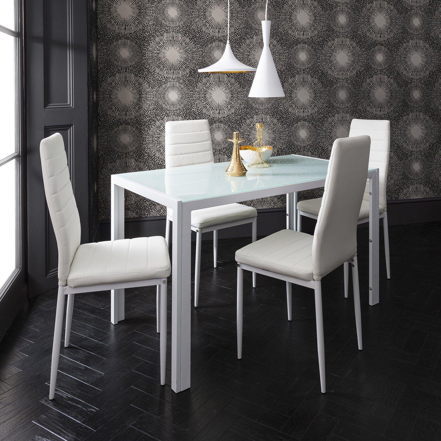 Outlet Anya glass dining table set seater white – Laura James