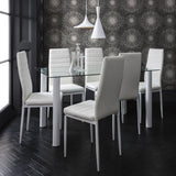 Outlet - Anya glass dining table set - 6 seater - white - Laura James