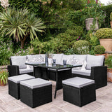 Outlet - Aston Rattan Corner Sofa Set - 9 Seater - Black - Laura James