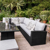 Outlet - Aston Rattan Corner Sofa Set - 9 Seater - Black - Laura James