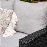 Outlet - Aston Rattan Corner Sofa Set - 9 Seater - Black - Laura James