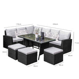 Outlet - Aston Rattan Corner Sofa Set - 9 Seater - Black - Laura James