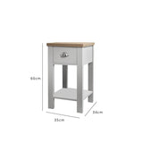 Outlet – Bampton Grey Bedside Table - 1 Drawer - Laura James