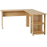 Beech L-Shaped Computer Desk with Shelves - Laura James