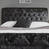 Outlet - Black Crushed Velvet Sleigh Bed Frame King Size - Laura James