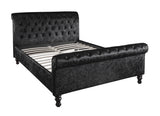 Outlet - Black Crushed Velvet Sleigh Bed Frame King Size - Laura James
