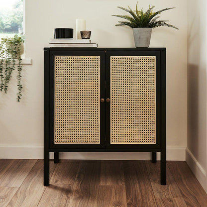 Charlie small sideboard - cane front - black - Laura James