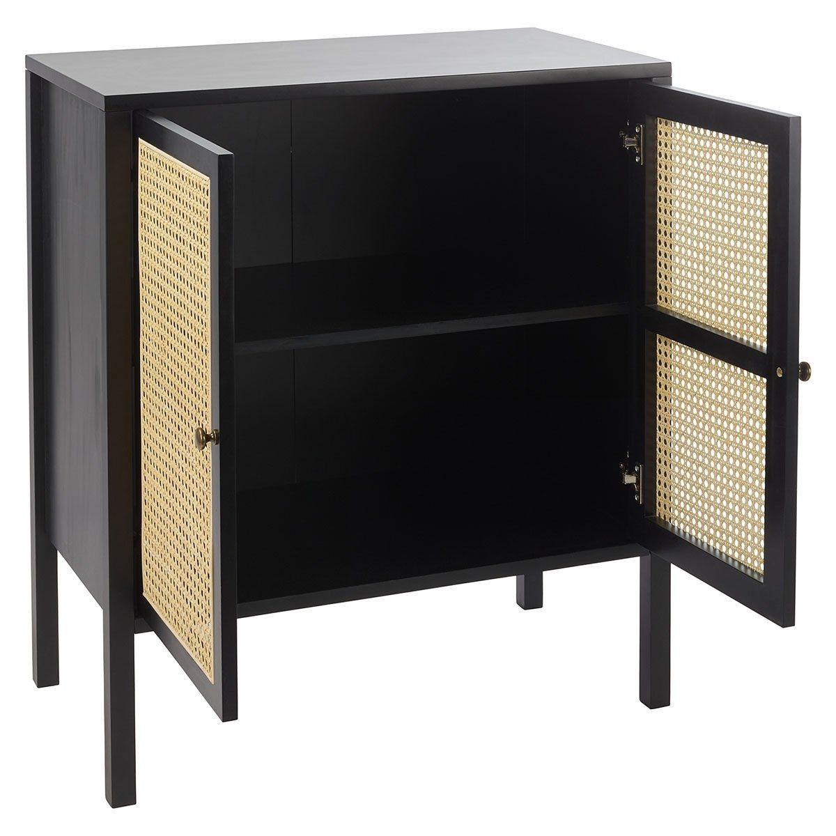 Charlie small sideboard - cane front - black - Laura James