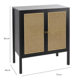 Charlie small sideboard - cane front - black - Laura James