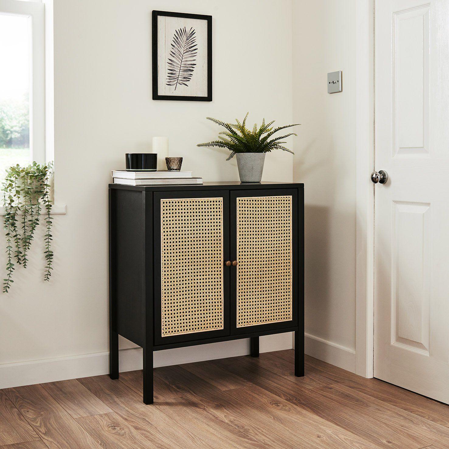 Charlie small sideboard - cane front - black - Laura James