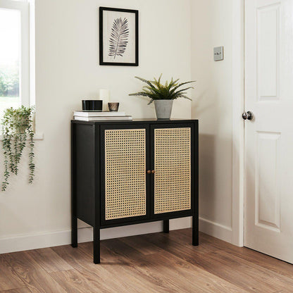 Charlie small sideboard - cane front - black - Laura James