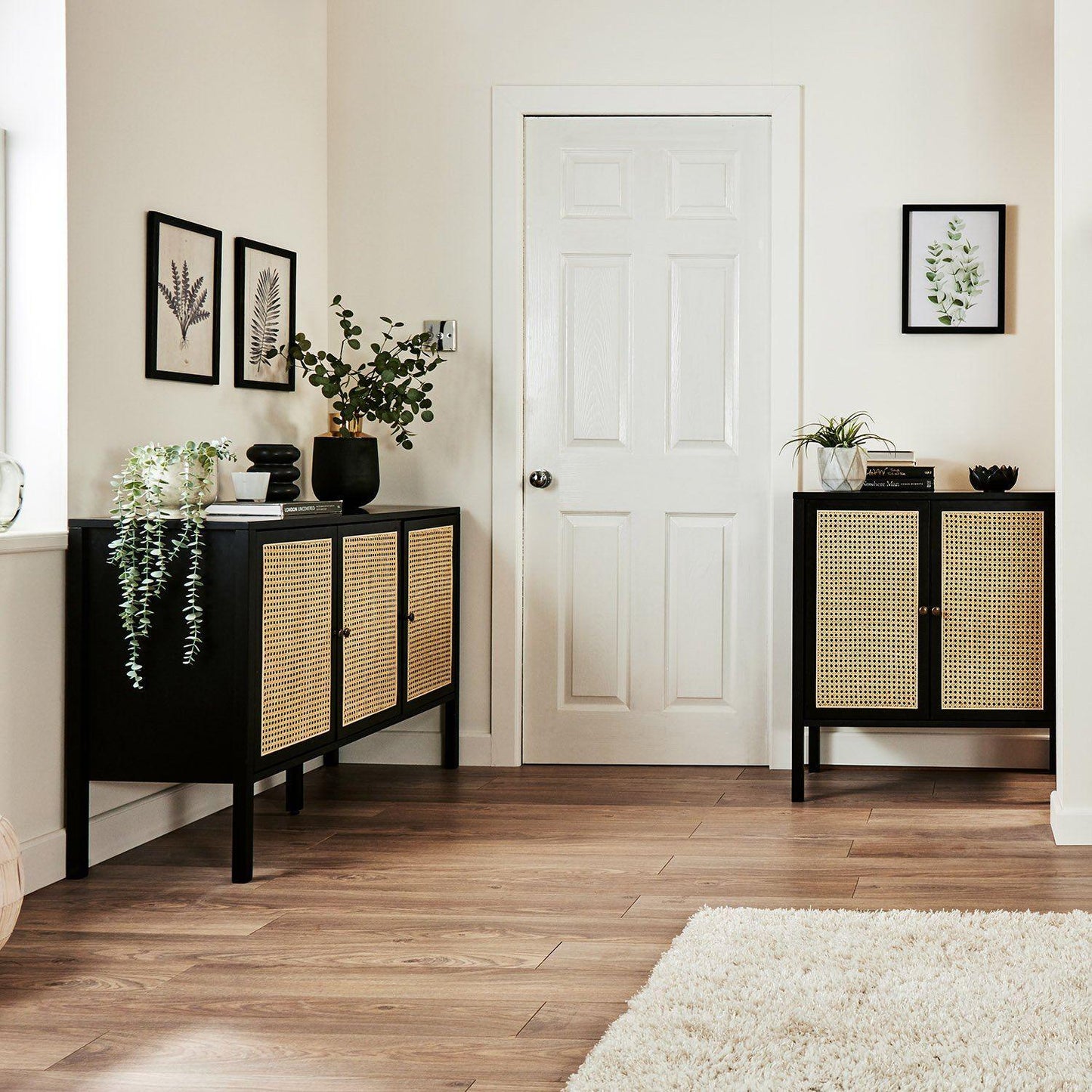 Charlie small sideboard - cane front - black - Laura James