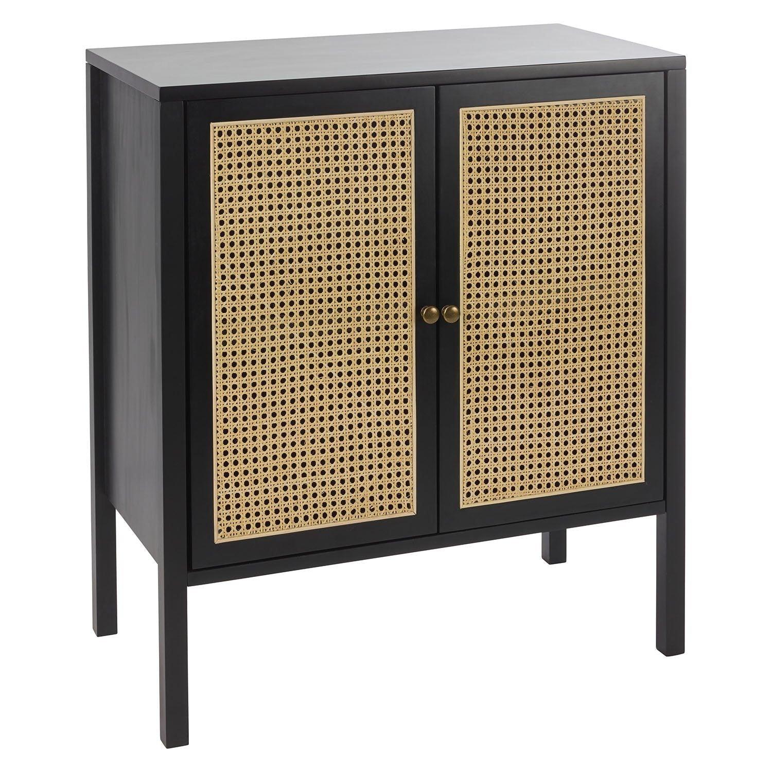 Charlie small sideboard - cane front - black - Laura James