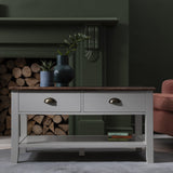Grey Wooden Coffee Table with 4 Storage Drawers - Laura James