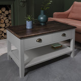 Grey Wooden Coffee Table with 4 Storage Drawers - Laura James