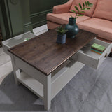 Grey Wooden Coffee Table with 4 Storage Drawers - Laura James