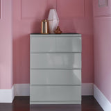 Outlet - Clemmie chest of drawers - 2 over 3 - high gloss - grey - Laura James
