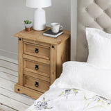 OUTLET-Corona 3 Draw Bedside Table - Laura James