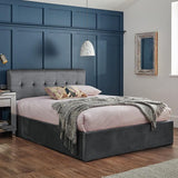 Outlet - Elle Double Ottoman Bed - Grey Velvet - Laura James