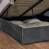 Outlet - Elle Double Ottoman Bed - Grey Velvet - Laura James