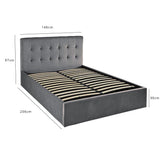 Outlet - Elle Double Ottoman Bed - Grey Velvet - Laura James