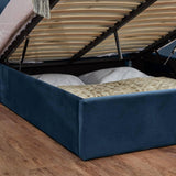 Outlet - Elle King Size Ottoman Bed - Blue Velvet - Laura James