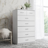 7 Drawer Tall Chest of Drawers in White - Laura James