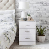 OUTLET-Essie 3 Drawer Bedside Table White - Laura James