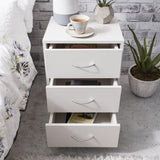 OUTLET-Essie 3 Drawer Bedside Table White - Laura James