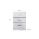 OUTLET-Essie 3 Drawer Bedside Table White - Laura James