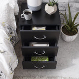 Outlet - Essie Black 3 Drawer Bedside Table - Laura James