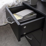Outlet - Essie Black 3 Drawer Bedside Table - Laura James