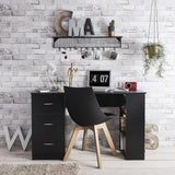 Black Computer Desk With 3 Drawers / 3 Shelves - Laura James