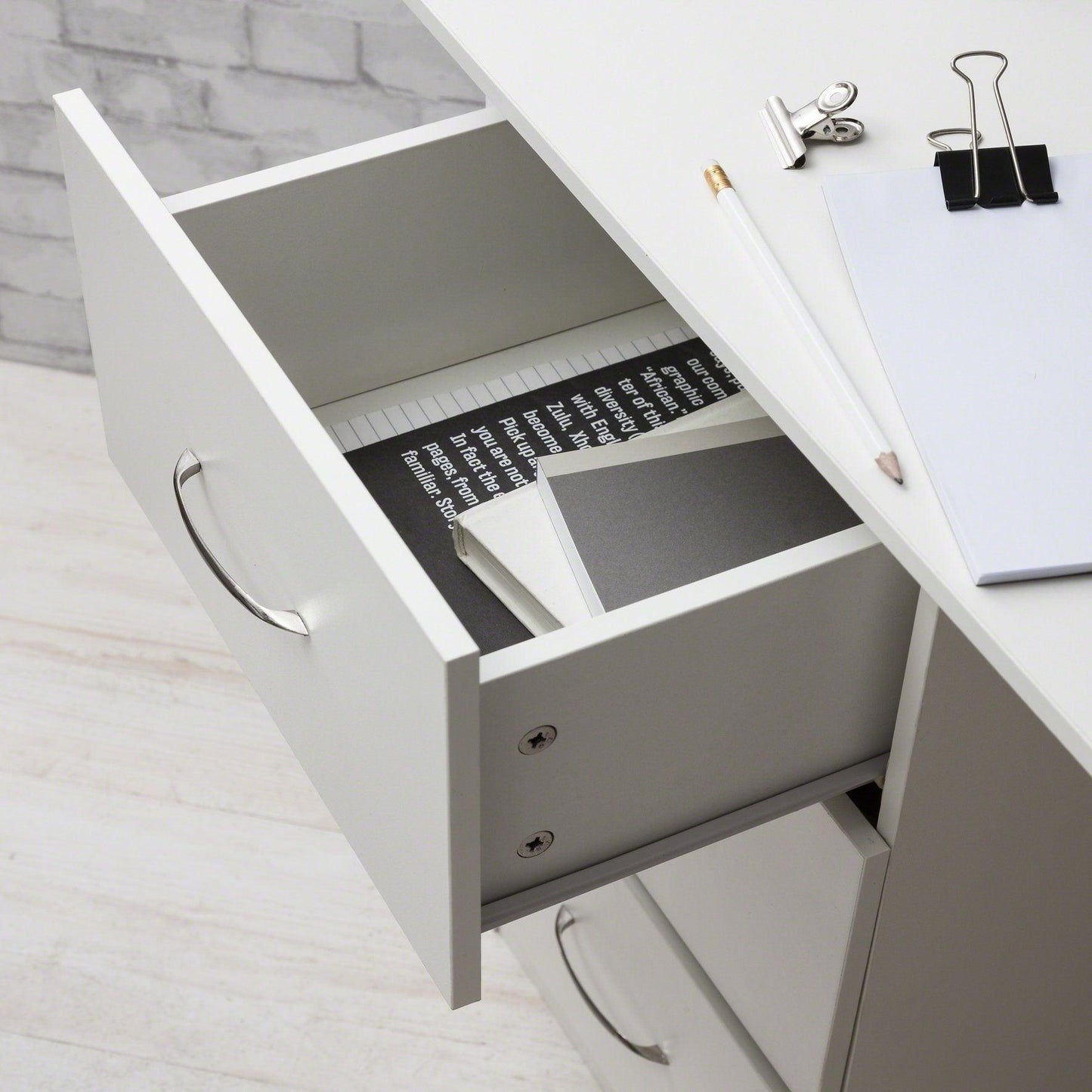 White Computer Desk with Drawers - Laura James
