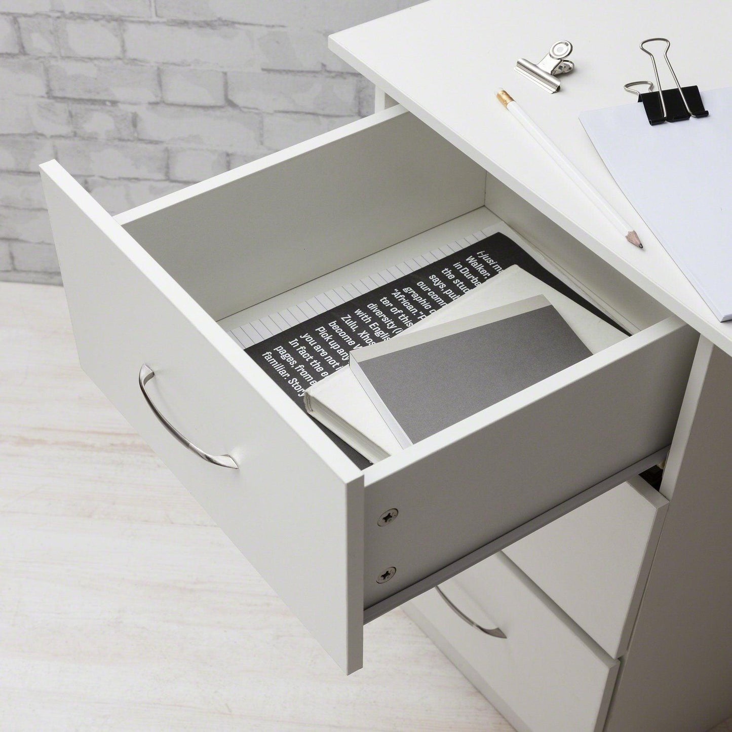 White Computer Desk with Drawers - Laura James